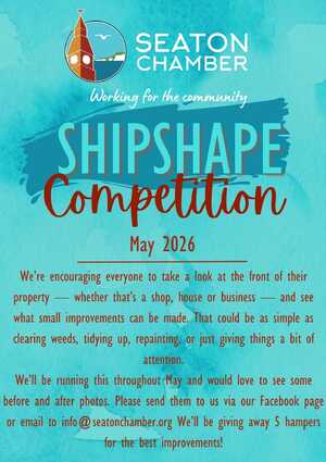 Promotional poster for Seaton Chamber's Shipshape Competition, May 2026.
